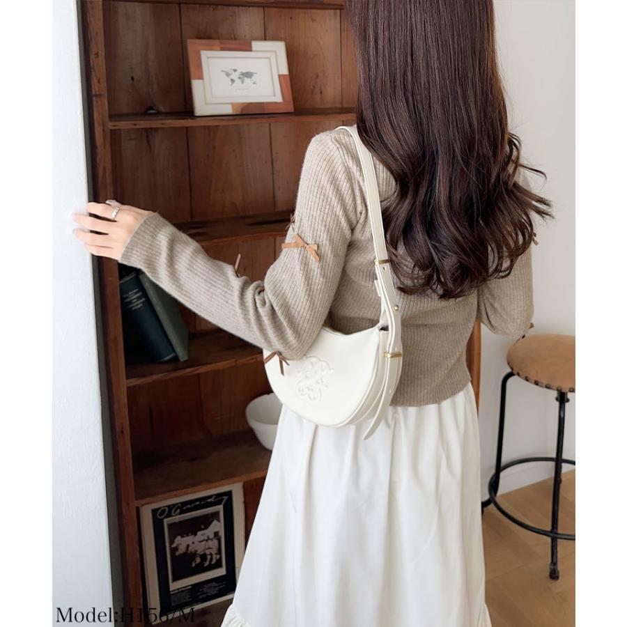 【mily bilet】トップス カーディガン リブニット レディース リボン サテンリボン Vネック カーデ フェミニン コンパクト 大きいサイズ | classicalelf | 09