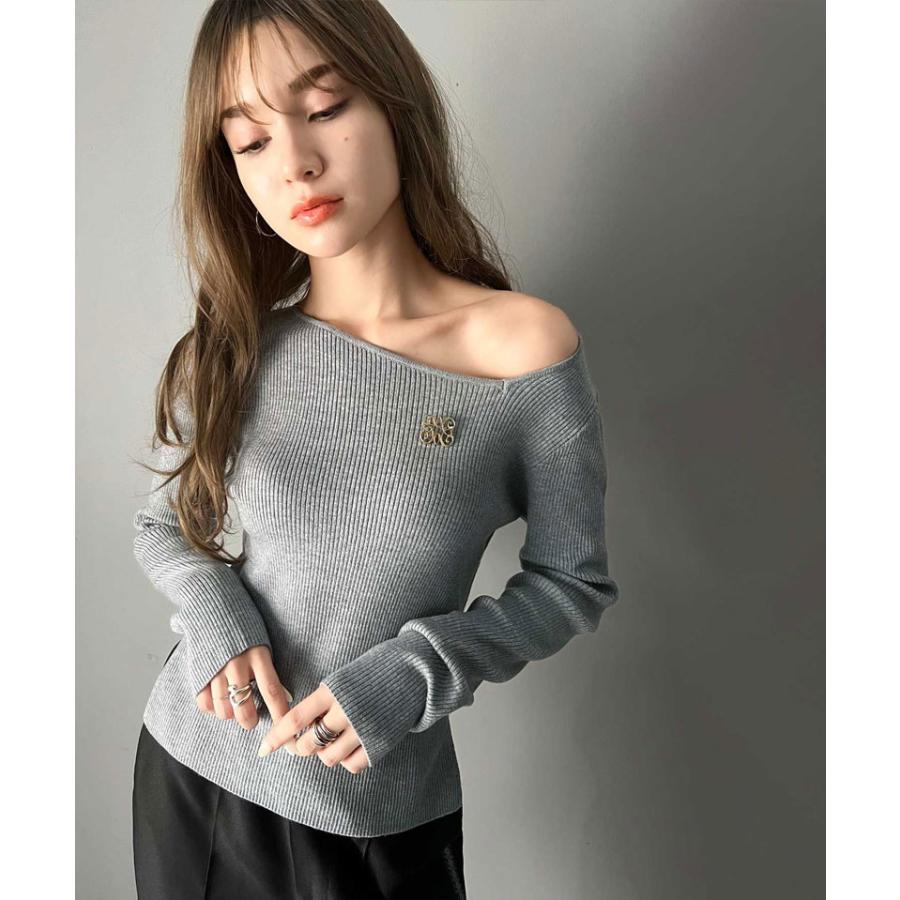 【mily bilet】 トップス ニット レディース ブローチ付き アシンメトリー オフショル ワンショル チョーカー マルチウェイ サイドスリット | classicalelf | 13