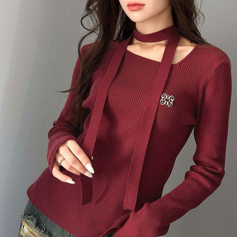 【mily bilet】 トップス ニット レディース ブローチ付き アシンメトリー オフショル ワンショル チョーカー マルチウェイ サイドスリット | classicalelf | 19