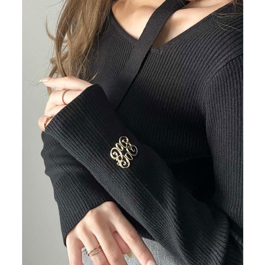 【mily bilet】 トップス ニット レディース ブローチ付き アシンメトリー オフショル ワンショル チョーカー マルチウェイ サイドスリット | classicalelf | 09