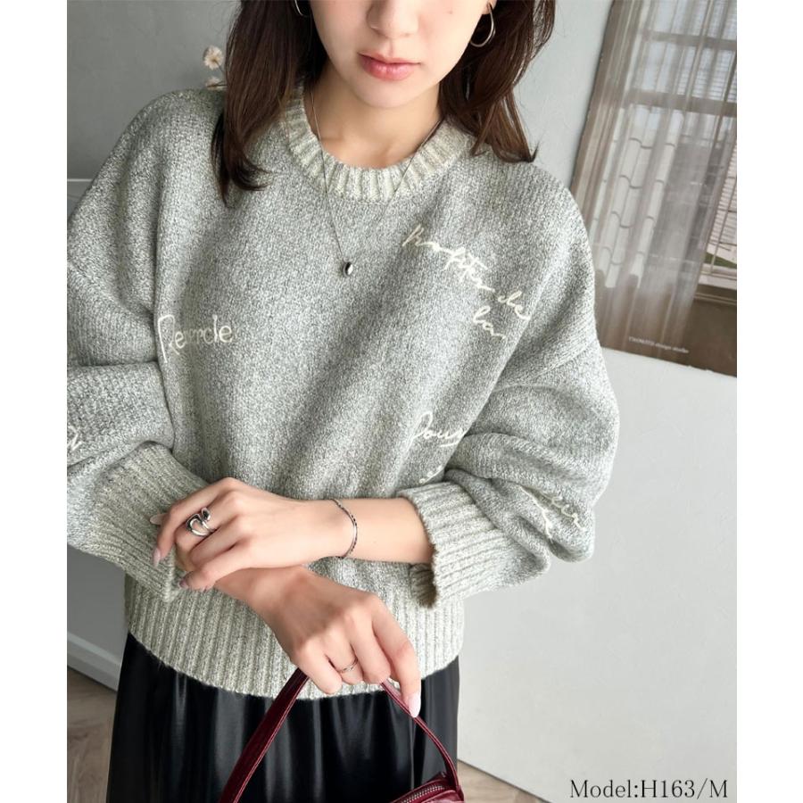 【mily bilet】 トップス ニット レディース ランダム刺繍 クロップド丈 配色リブ メランジ調 プルオーバー ミックス糸 カジュアル セーター | classicalelf | 03