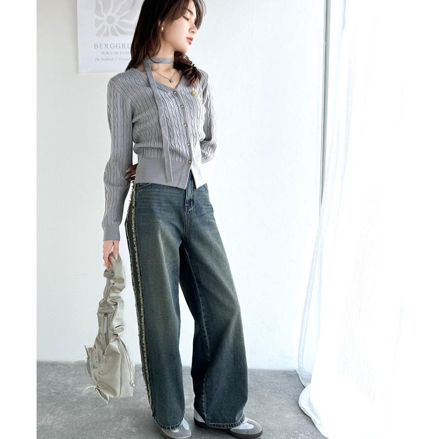 【mily bilet】 トップス カーディガン レディース チョーカー & ブローチ 付き ケーブル 編み V ネック カーディガン 羽織り インナー | classicalelf | 11