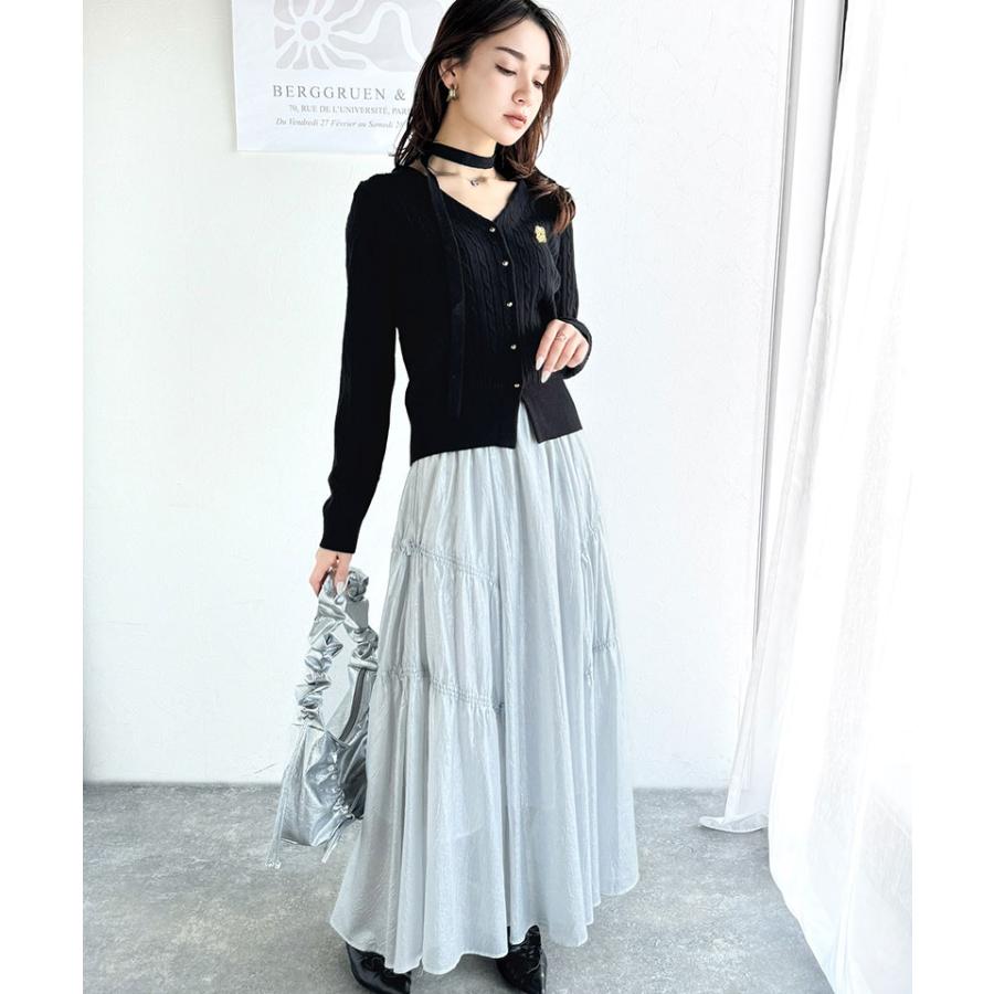 【mily bilet】 トップス カーディガン レディース チョーカー & ブローチ 付き ケーブル 編み V ネック カーディガン 羽織り インナー | classicalelf | 09