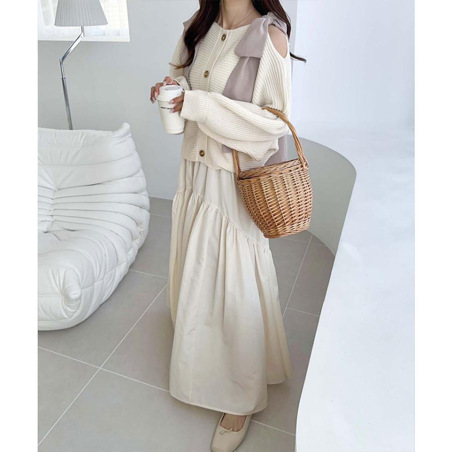 【mily bilet】 トップス カーディガン レディース 肩 シフォン リボン マルチウェイ ニットカーデ 長袖 ショート丈 ラグラン ボリュームスリーブ | classicalelf | 05