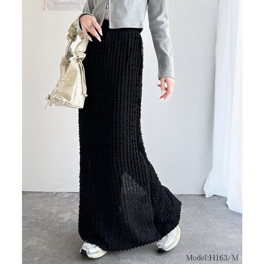 【mily bilet】ボトムス スカート レディース 華やか プチ フリル I ライン スカート ロング 丈 ウエスト ゴム 仕様 スタイルアップ 裏地 付き | classicalelf | 10