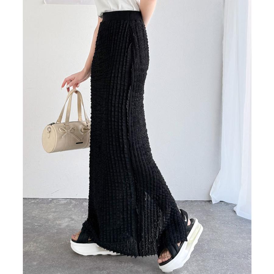 【mily bilet】ボトムス スカート レディース 華やか プチ フリル I ライン スカート ロング 丈 ウエスト ゴム 仕様 スタイルアップ 裏地 付き | classicalelf | 13