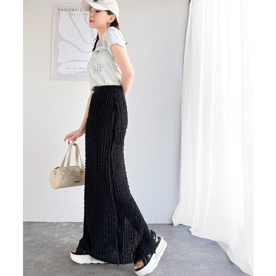 【mily bilet】ボトムス スカート レディース 華やか プチ フリル I ライン スカート ロング 丈 ウエスト ゴム 仕様 スタイルアップ 裏地 付き | classicalelf | 14