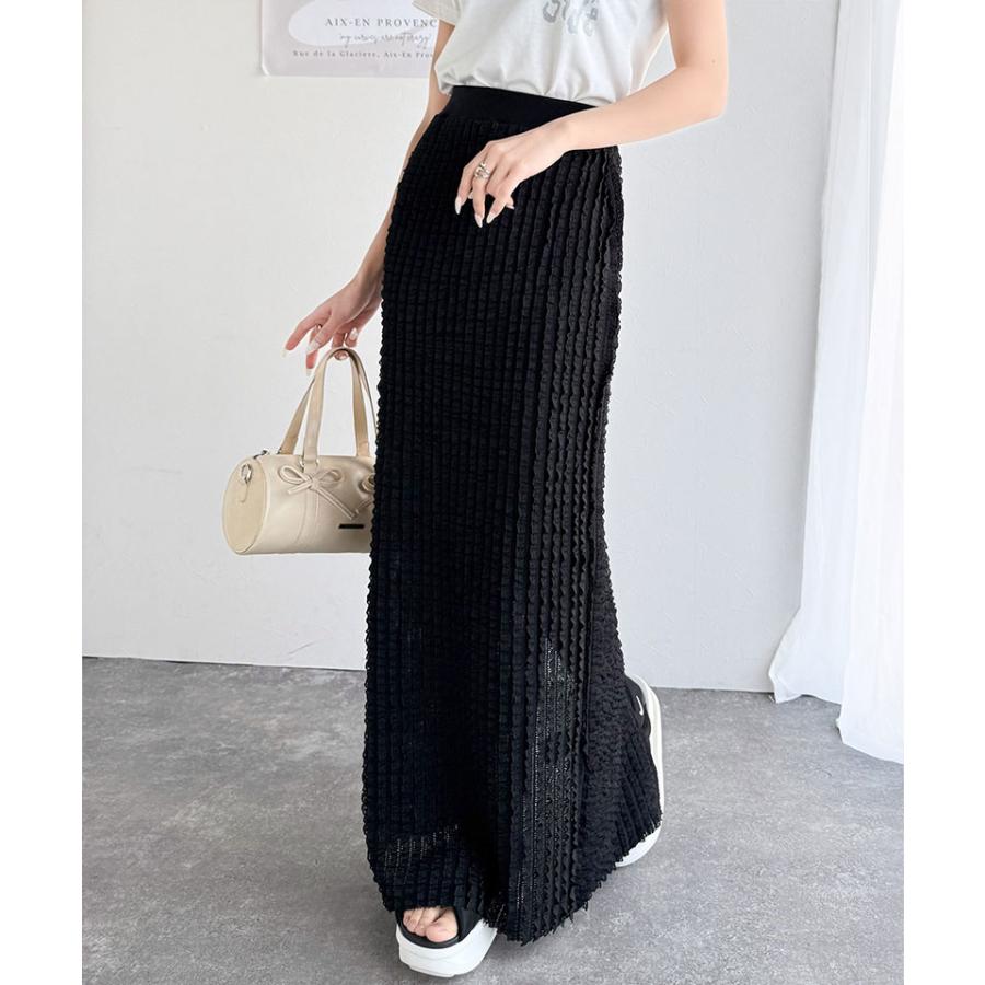 【mily bilet】ボトムス スカート レディース 華やか プチ フリル I ライン スカート ロング 丈 ウエスト ゴム 仕様 スタイルアップ 裏地 付き | classicalelf | 15