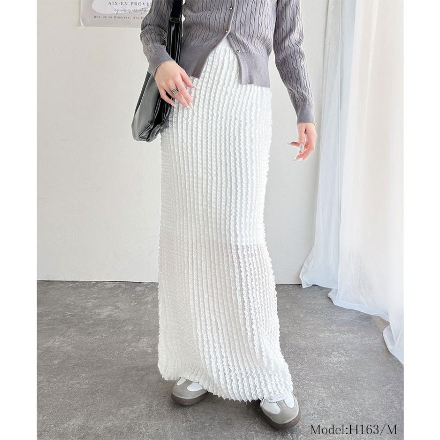 【mily bilet】ボトムス スカート レディース 華やか プチ フリル I ライン スカート ロング 丈 ウエスト ゴム 仕様 スタイルアップ 裏地 付き | classicalelf | 03