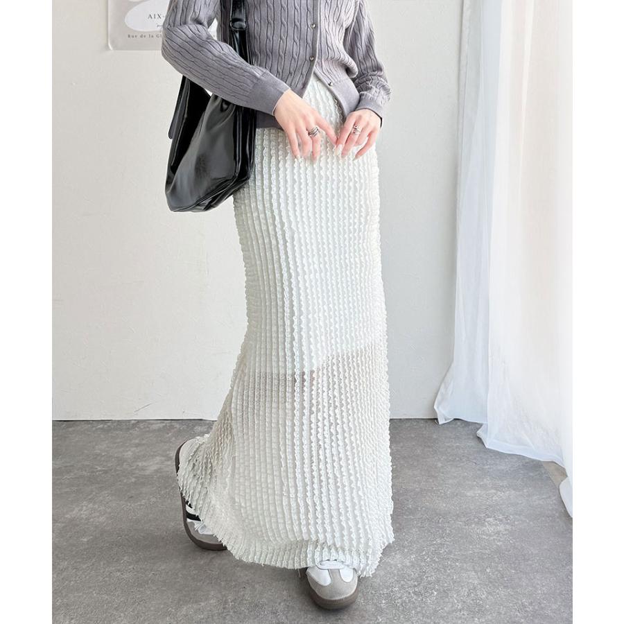 【mily bilet】ボトムス スカート レディース 華やか プチ フリル I ライン スカート ロング 丈 ウエスト ゴム 仕様 スタイルアップ 裏地 付き | classicalelf | 04
