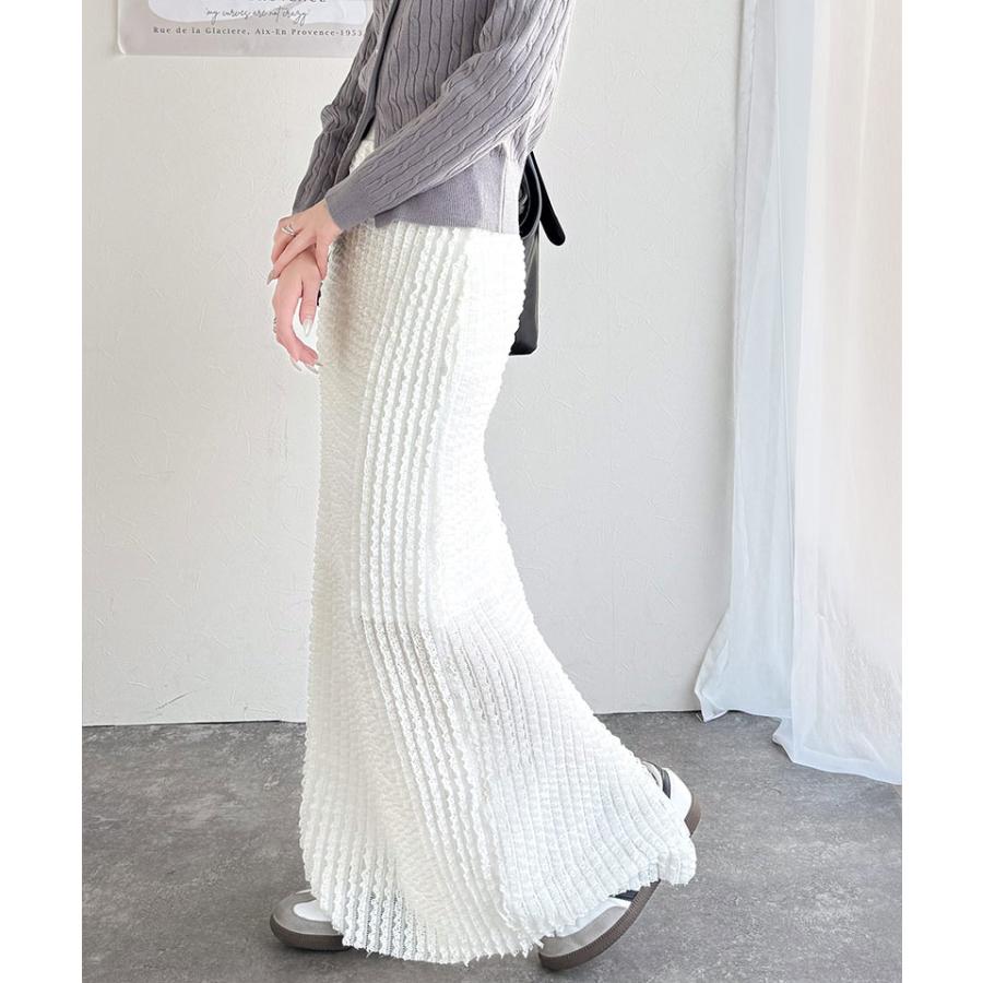 【mily bilet】ボトムス スカート レディース 華やか プチ フリル I ライン スカート ロング 丈 ウエスト ゴム 仕様 スタイルアップ 裏地 付き | classicalelf | 05