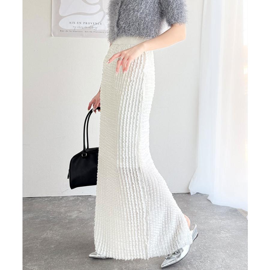 【mily bilet】ボトムス スカート レディース 華やか プチ フリル I ライン スカート ロング 丈 ウエスト ゴム 仕様 スタイルアップ 裏地 付き | classicalelf | 09