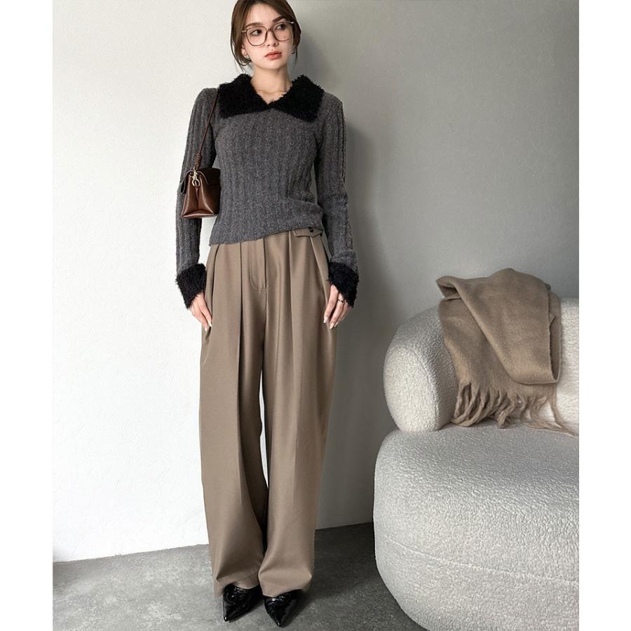 【mily bilet】ニット レディース 長袖 トップス 異素材 mix 配色 ファー 衿 リブニット プルオーバー おしゃれ かわいい もふもふ 大きいサイズ | classicalelf | 10