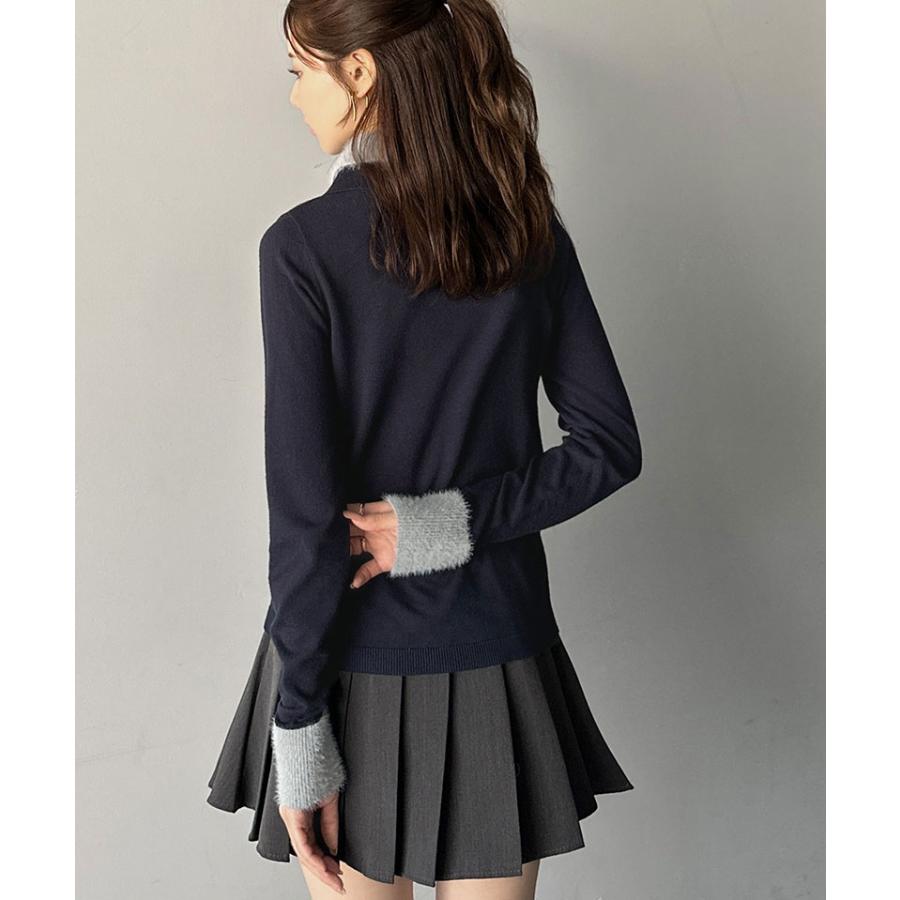 【mily bilet】トップス ポロシャツ レディース ニット ファー ブル襟 ロゴプレート 上品 カジュアル 柔らか 可愛い ニットポロ シンプル カジュアル | classicalelf | 15