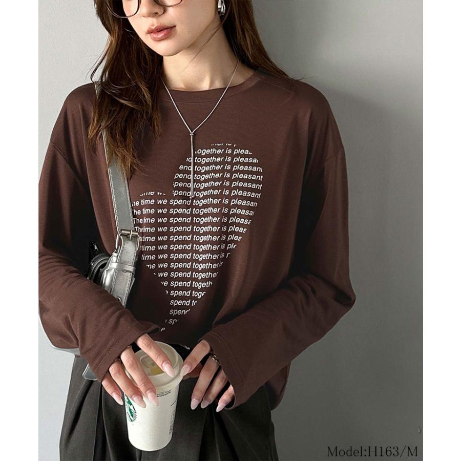 【mily bilet】 トップス Tシャツ レディース ハート グラフィック 指穴 サムホール ロング Tee 天竺 カットソー 素材 大きいサイズ 秋 冬 | classicalelf | 10