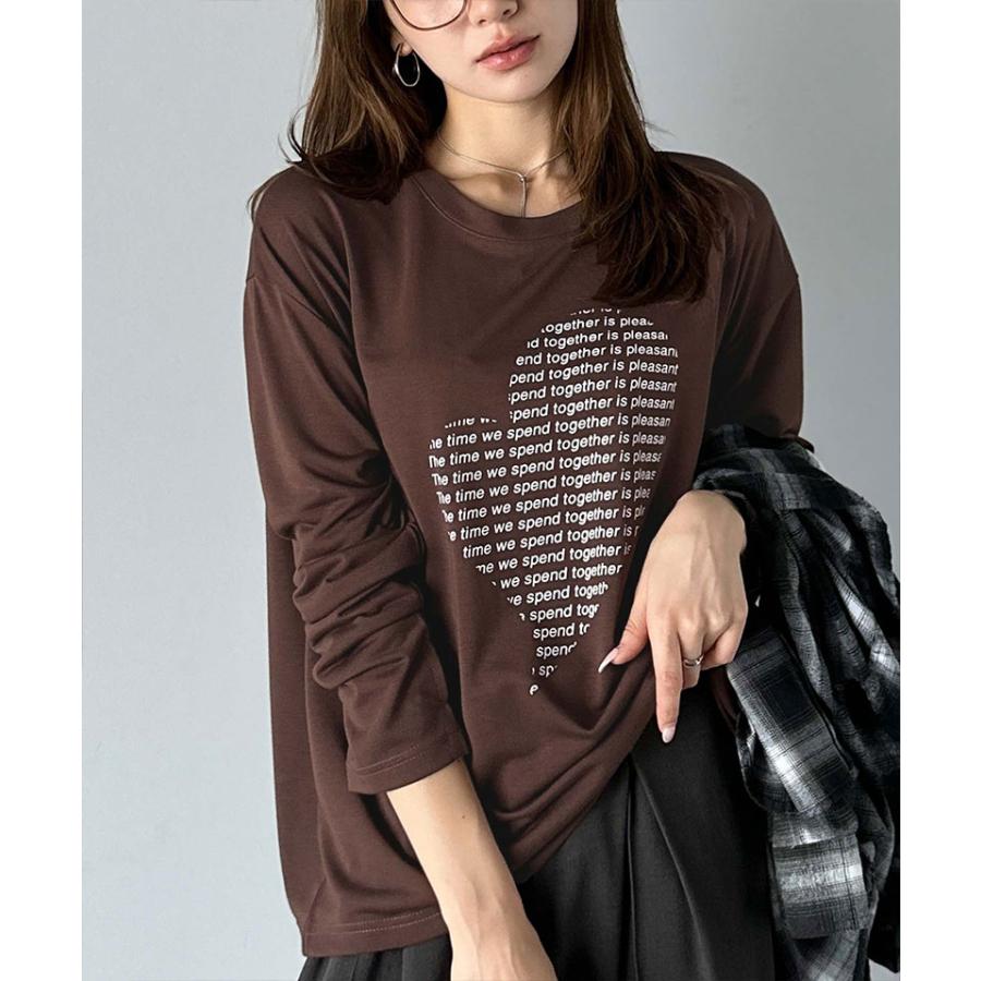 【mily bilet】 トップス Tシャツ レディース ハート グラフィック 指穴 サムホール ロング Tee 天竺 カットソー 素材 大きいサイズ 秋 冬 | classicalelf | 11