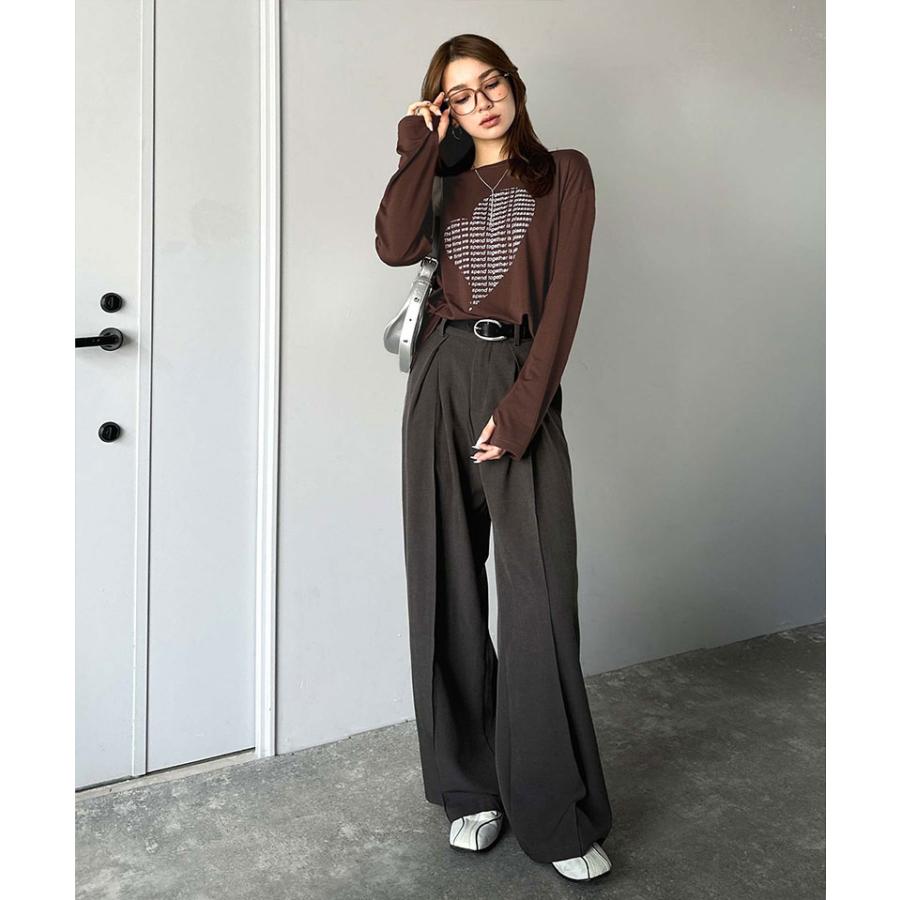 【mily bilet】 トップス Tシャツ レディース ハート グラフィック 指穴 サムホール ロング Tee 天竺 カットソー 素材 大きいサイズ 秋 冬 | classicalelf | 12