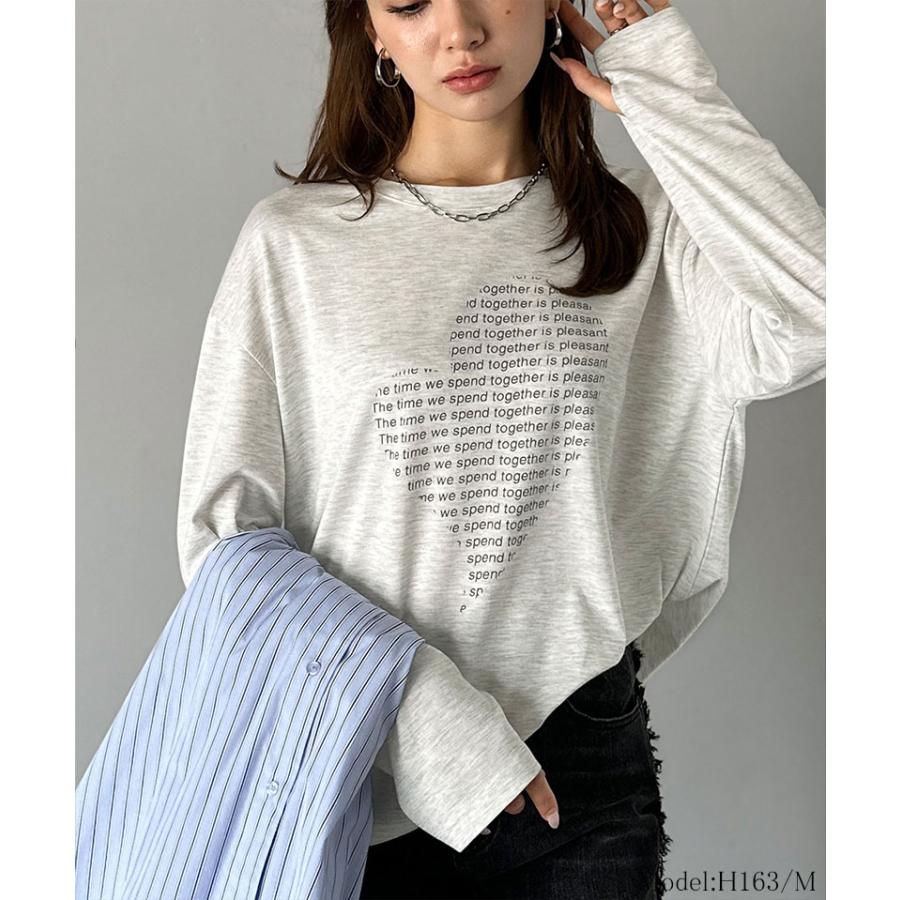 【mily bilet】 トップス Tシャツ レディース ハート グラフィック 指穴 サムホール ロング Tee 天竺 カットソー 素材 大きいサイズ 秋 冬 | classicalelf | 13