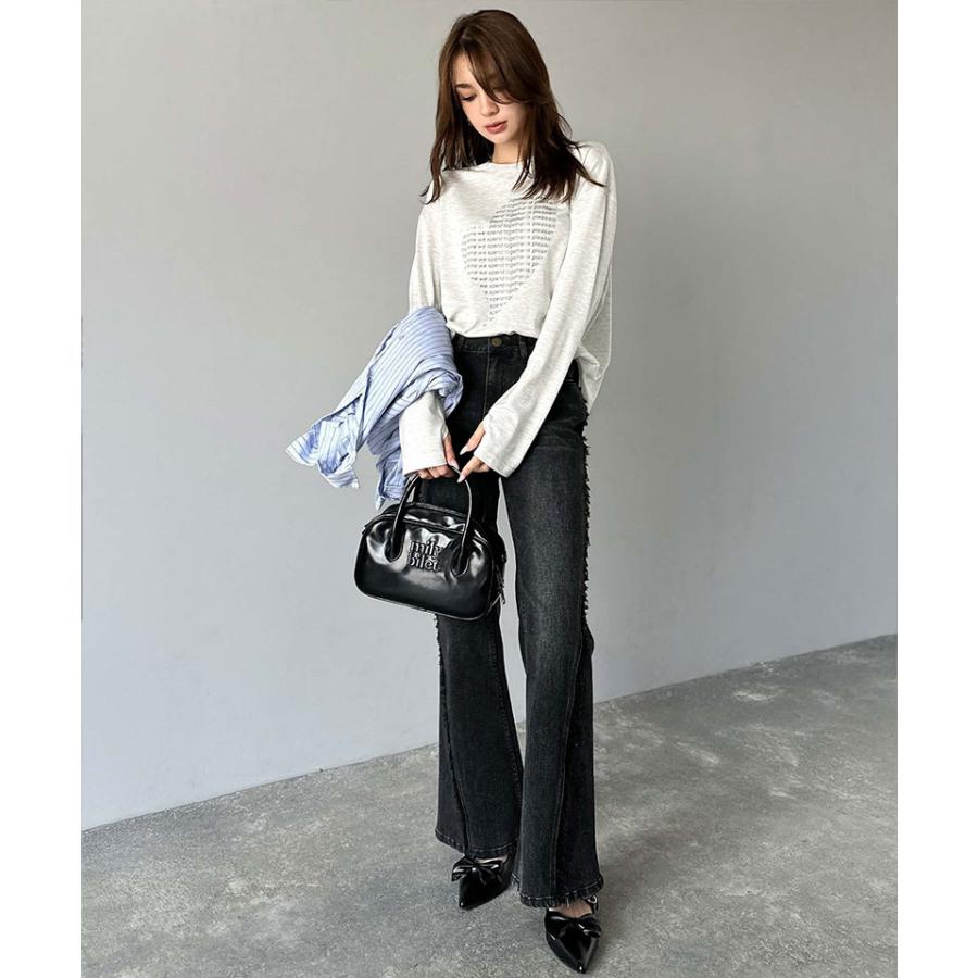 【mily bilet】 トップス Tシャツ レディース ハート グラフィック 指穴 サムホール ロング Tee 天竺 カットソー 素材 大きいサイズ 秋 冬 | classicalelf | 15