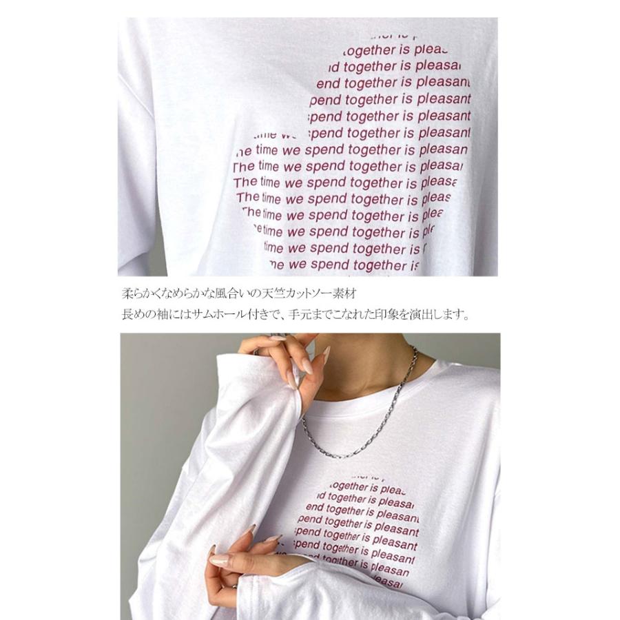 【mily bilet】 トップス Tシャツ レディース ハート グラフィック 指穴 サムホール ロング Tee 天竺 カットソー 素材 大きいサイズ 秋 冬 | classicalelf | 16