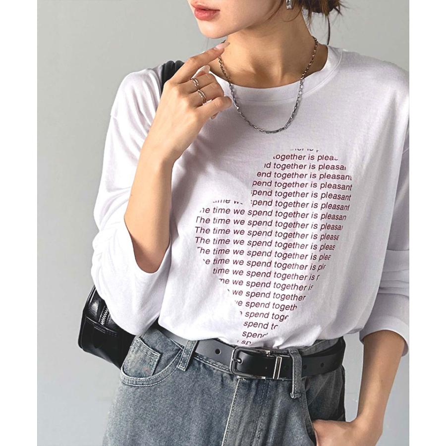 【mily bilet】 トップス Tシャツ レディース ハート グラフィック 指穴 サムホール ロング Tee 天竺 カットソー 素材 大きいサイズ 秋 冬 | classicalelf | 03
