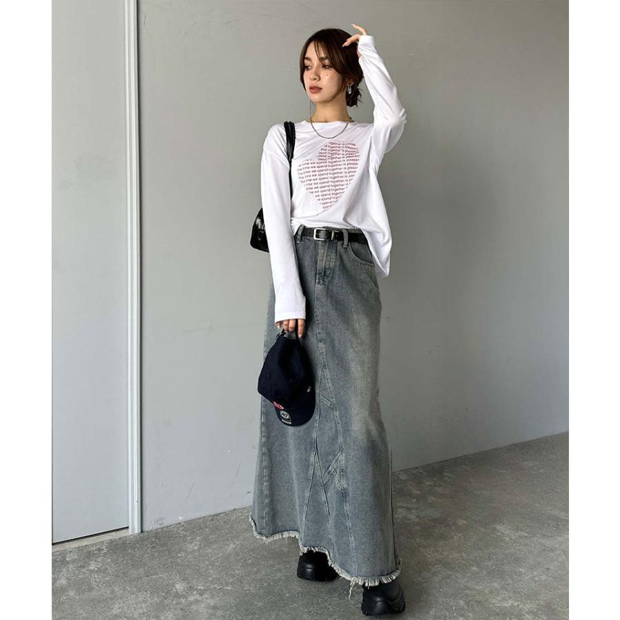 【mily bilet】 トップス Tシャツ レディース ハート グラフィック 指穴 サムホール ロング Tee 天竺 カットソー 素材 大きいサイズ 秋 冬 | classicalelf | 04
