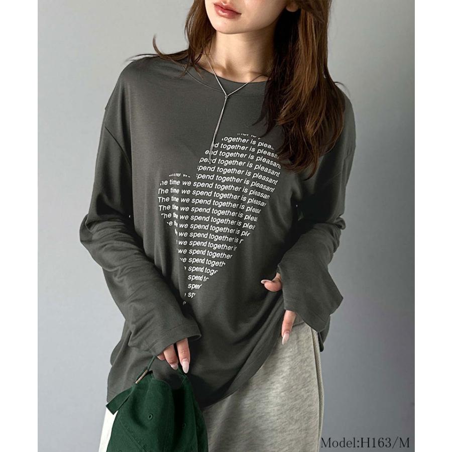 【mily bilet】 トップス Tシャツ レディース ハート グラフィック 指穴 サムホール ロング Tee 天竺 カットソー 素材 大きいサイズ 秋 冬 | classicalelf | 06