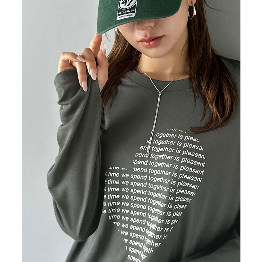 【mily bilet】 トップス Tシャツ レディース ハート グラフィック 指穴 サムホール ロング Tee 天竺 カットソー 素材 大きいサイズ 秋 冬 | classicalelf | 07