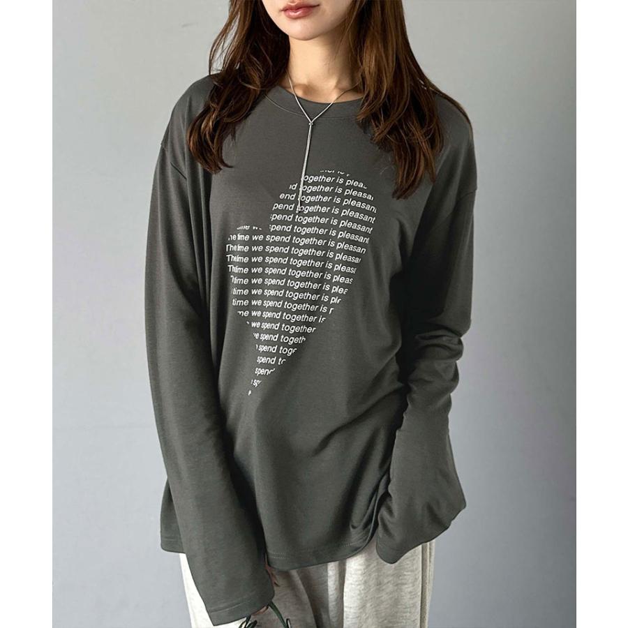 【mily bilet】 トップス Tシャツ レディース ハート グラフィック 指穴 サムホール ロング Tee 天竺 カットソー 素材 大きいサイズ 秋 冬 | classicalelf | 09