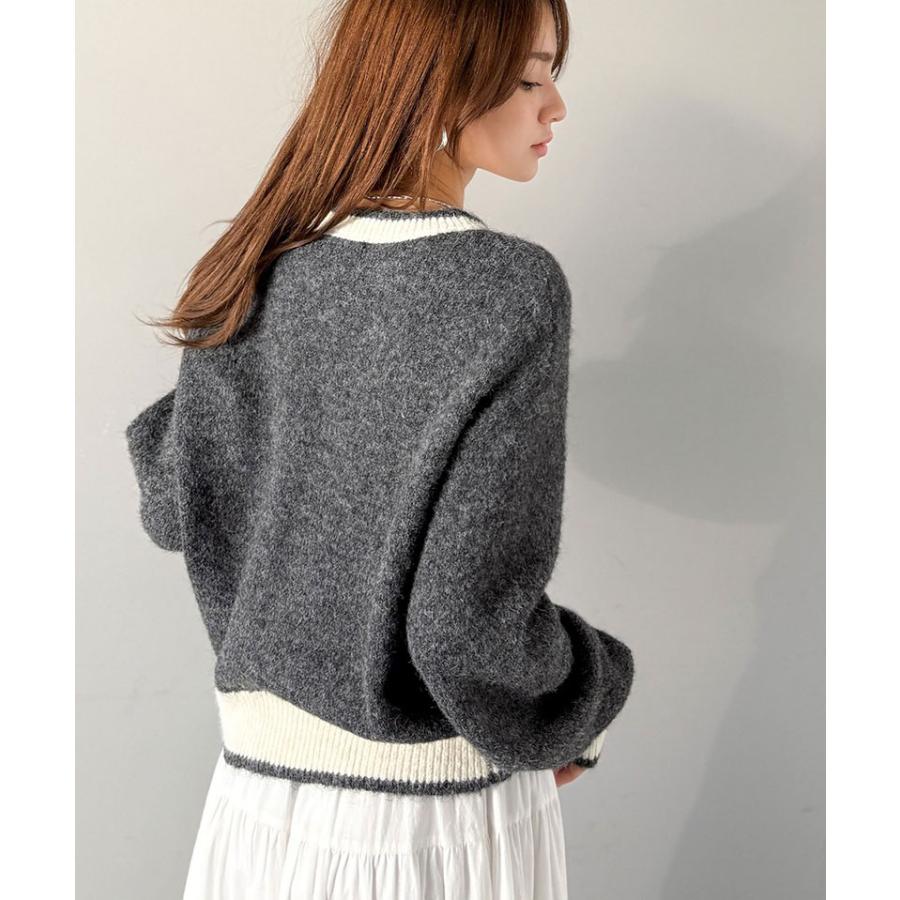 【mily bilet】トップス ニット レディース 長袖 プルオーバー Vネック 長袖 スリット ロゴプレート 上品 可愛く トレンド感 ふんわり 起毛感 スポーティ | classicalelf | 10