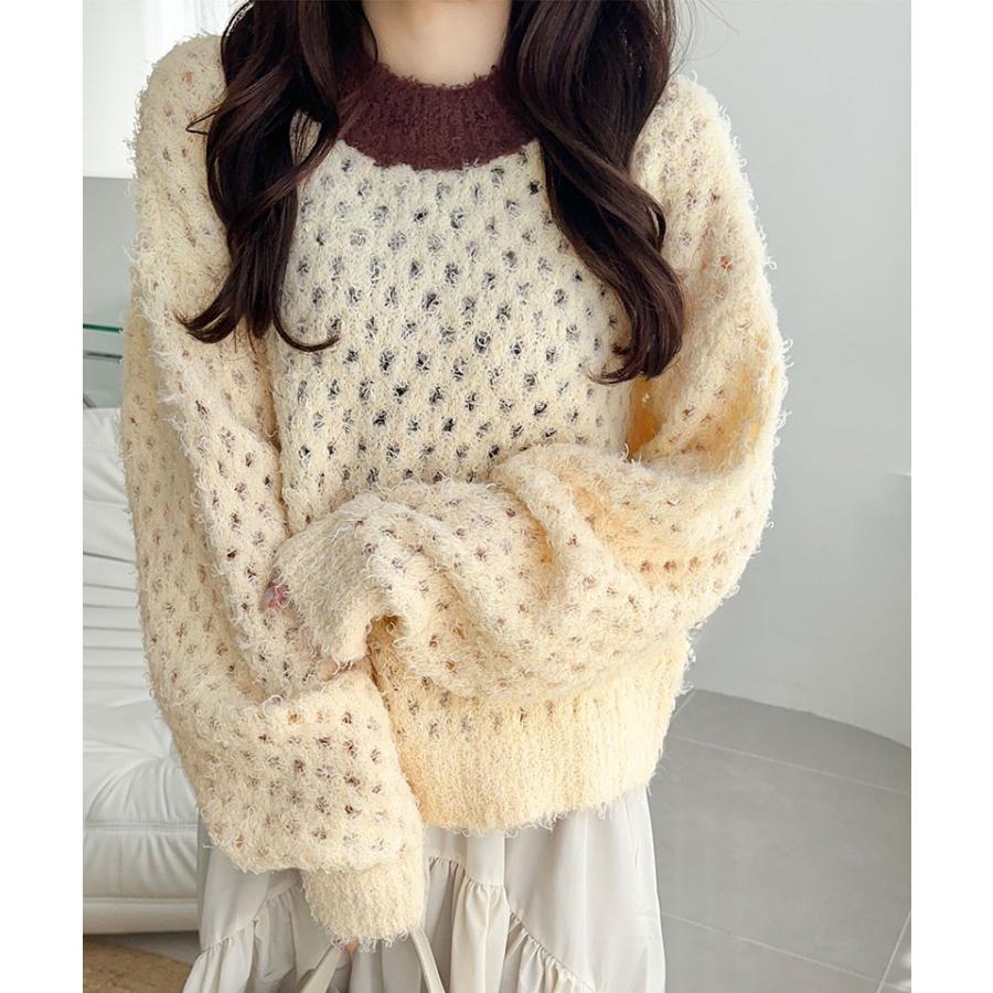 【mily bilet】カーディガン レディース 秋 トップス ニット 前後2way メタルボタン フェザーヤーン ふわっと感 大人可愛い 透け感 軽やか こなれ感 | classicalelf | 06