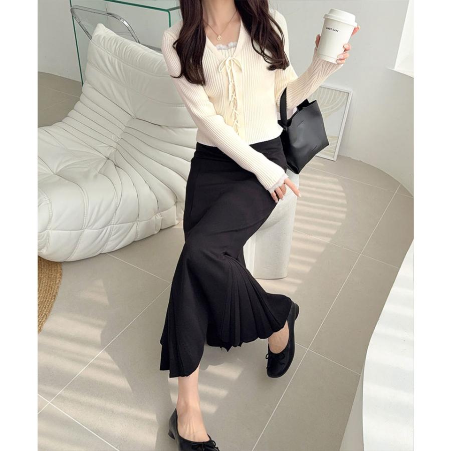 【mily bilet】トップス ニット レディース レースアップ 袖 レース 使い リボン デザイン リブニット プルオーバー 長袖 コンパクト 大きいサイズ | classicalelf | 04