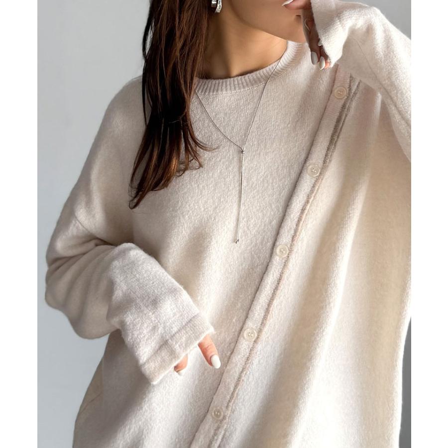 【mily bilet】 ニット レディース 長袖 トップス プルオーバー ふわもち 肩見せ 2WAY アシメデザイン 斜め切り替え 配色ライン ゆったり感 ヘルシー | classicalelf | 06