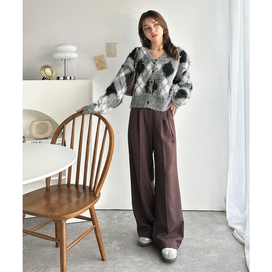 【mily bilet】カーディガン レディース 秋 トップス アーガイル柄 Vニット 主役級 起毛素材 クラシック コンパクト ベーシック おしゃれ カジュアル | classicalelf | 03