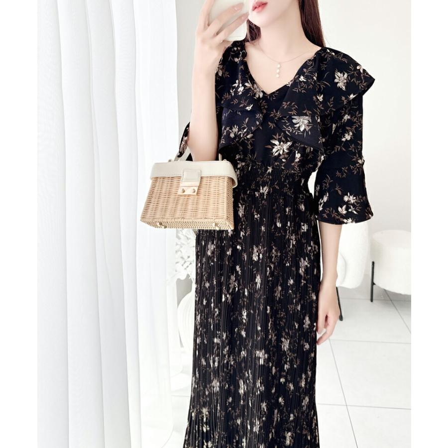 WHISTLES 花柄 フリル袖 ワンピース　XS 7号 WHISTLES 花柄 フリル袖 ワンピース XS 7号