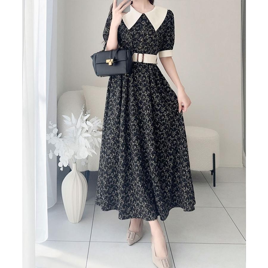 【mily bilet】 ワンピース 夏 レディース レトロ ガーリー 小花柄 幅広 シャツ ワンピ ロング 丈 二の腕 カバー 大きいサイズ 春 夏 2025ss | classicalelf | 10