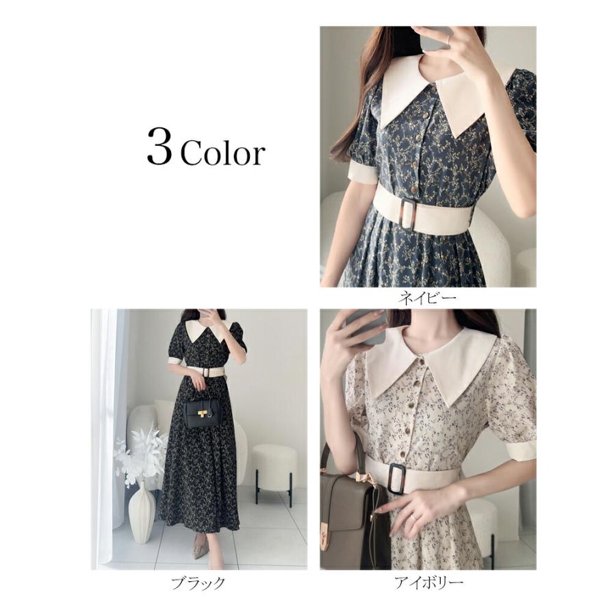 【mily bilet】 ワンピース 夏 レディース レトロ ガーリー 小花柄 幅広 シャツ ワンピ ロング 丈 二の腕 カバー 大きいサイズ 春 夏 2025ss | classicalelf | 02