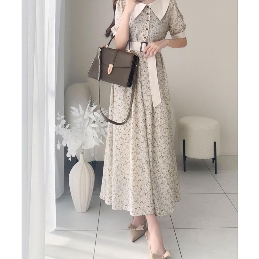 【mily bilet】 ワンピース 夏 レディース レトロ ガーリー 小花柄 幅広 シャツ ワンピ ロング 丈 二の腕 カバー 大きいサイズ 春 夏 2025ss | classicalelf | 06