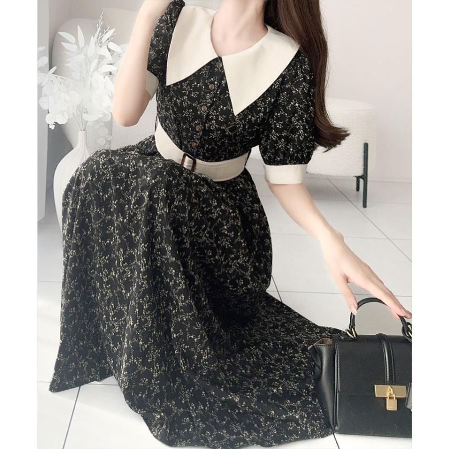 【mily bilet】 ワンピース 夏 レディース レトロ ガーリー 小花柄 幅広 シャツ ワンピ ロング 丈 二の腕 カバー 大きいサイズ 春 夏 2025ss | classicalelf | 09