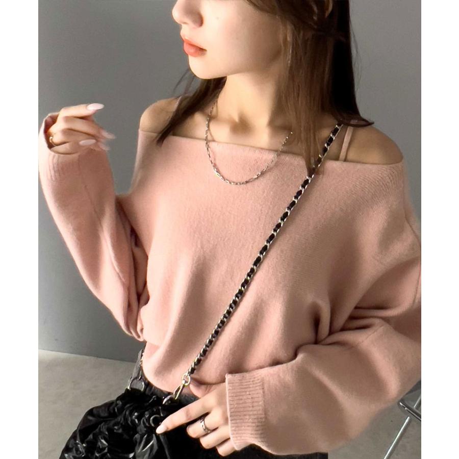 【mily bilet】 トップス ボレロニット キャミソール アンサンブル レディース マルチway リボン ドルマン ガーリー オフショルダー ショート丈 | classicalelf | 12