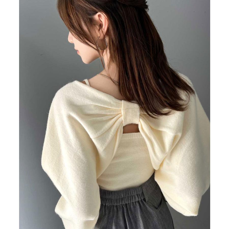 【mily bilet】 トップス ボレロニット キャミソール アンサンブル レディース マルチway リボン ドルマン ガーリー オフショルダー ショート丈 | classicalelf | 04