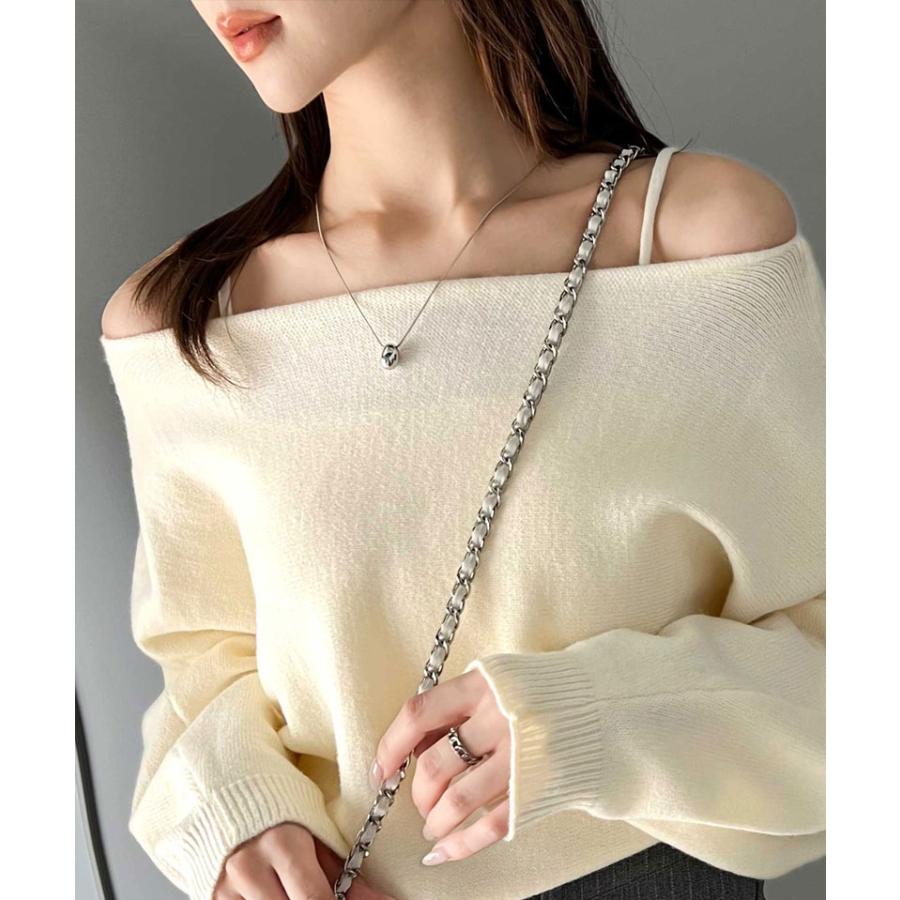 【mily bilet】 トップス ボレロニット キャミソール アンサンブル レディース マルチway リボン ドルマン ガーリー オフショルダー ショート丈 | classicalelf | 05