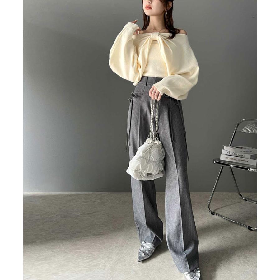 【mily bilet】 トップス ボレロニット キャミソール アンサンブル レディース マルチway リボン ドルマン ガーリー オフショルダー ショート丈 | classicalelf | 06