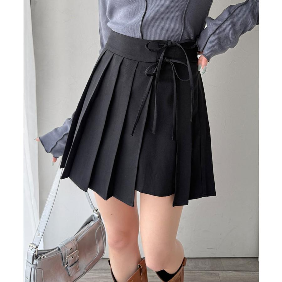 《mily bilet》 レディース スカート スカート 大人可愛い ダブルリボン プリーツ スカパン 大人ガーリー ミニボトム 安心快適 ウエストすっきり | classicalelf | 03