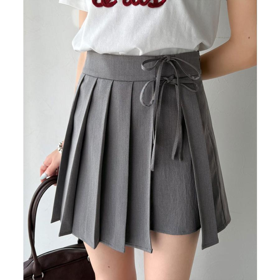 《mily bilet》 レディース スカート スカート 大人可愛い ダブルリボン プリーツ スカパン 大人ガーリー ミニボトム 安心快適 ウエストすっきり | classicalelf | 04