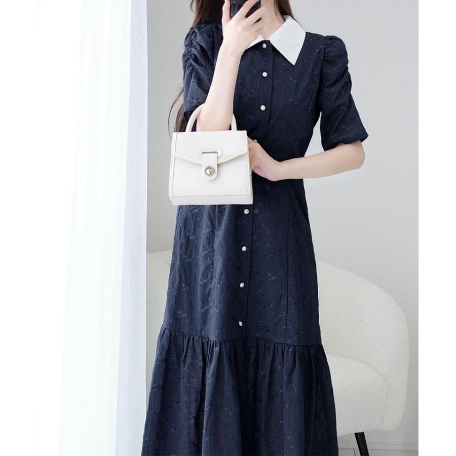 【mily bilet】 ワンピース 夏 レディース 花柄 ガーゼ レトロ ビッグ カラー シャツワンピ プリンセスカット 袖 ギャザー 大きいサイズ 春 夏 | classicalelf | 15