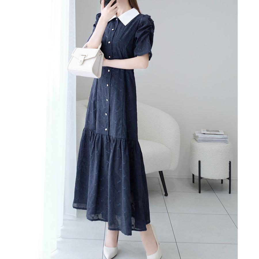 【mily bilet】 ワンピース 夏 レディース 花柄 ガーゼ レトロ ビッグ カラー シャツワンピ プリンセスカット 袖 ギャザー 大きいサイズ 春 夏 | classicalelf | 16