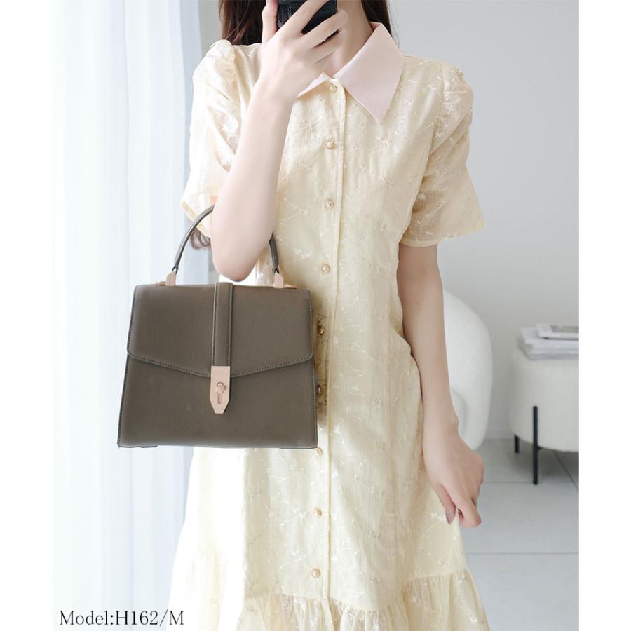 【mily bilet】 ワンピース 夏 レディース 花柄 ガーゼ レトロ ビッグ カラー シャツワンピ プリンセスカット 袖 ギャザー 大きいサイズ 春 夏 | classicalelf | 03