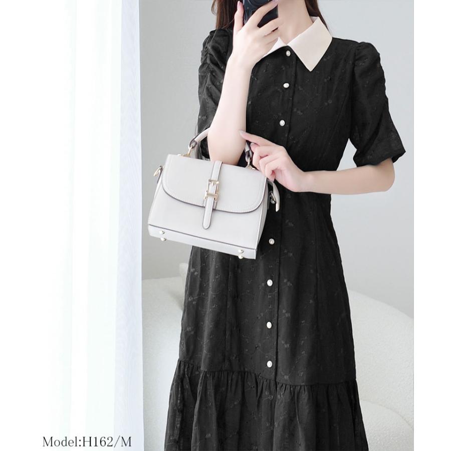 【mily bilet】 ワンピース 夏 レディース 花柄 ガーゼ レトロ ビッグ カラー シャツワンピ プリンセスカット 袖 ギャザー 大きいサイズ 春 夏 | classicalelf | 08