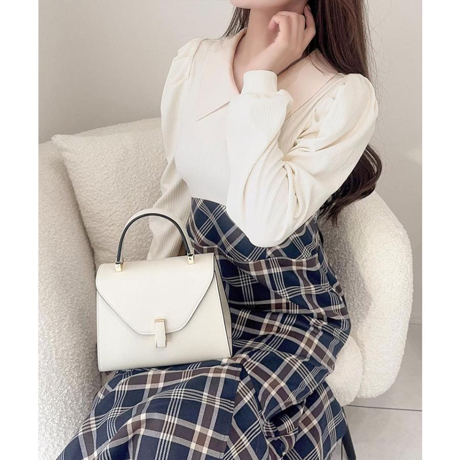 【mily bilet】 ワンピース 秋 レディース きれいめ シャツ 襟 チェック アシメ フリル ドッキング ロングワンピ レースアップ 長袖 大きいサイズ 秋 冬 | classicalelf | 11